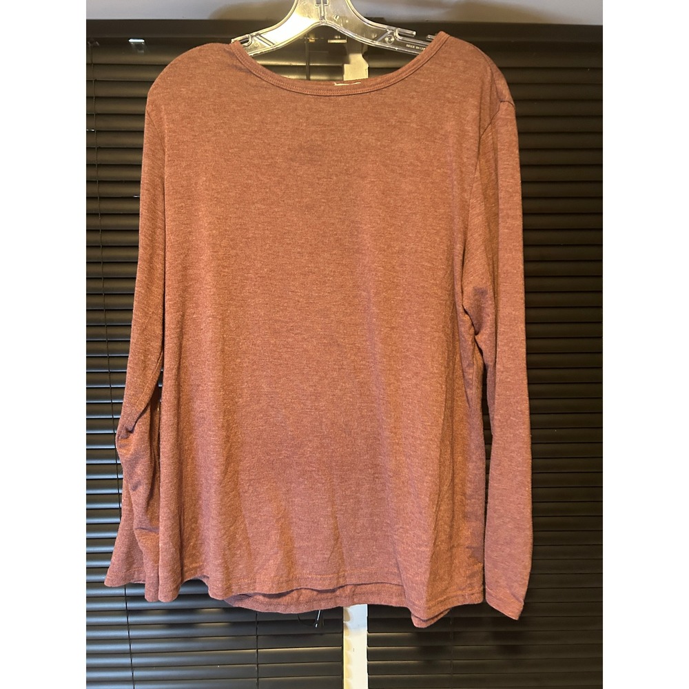 Zeagoo Long Sleeve Top Womens XL Mauve Rose Heathered Stretch Casual Basic